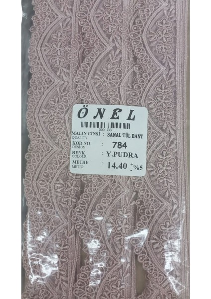 Dantel Polyester Sanal Tül Bant Y.pudra 14,40 Metre En 3 cm ON-784-PU