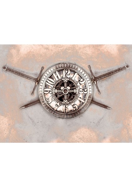 Vintage Kalkan Saat Desenli Isı ve Ses Yalıtımlı Sağlıklı Tekstil Duvar Kağıdı fırsatları