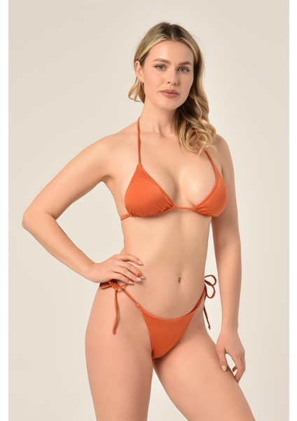 Aquaviva Kadın Tarçın Üçgen Slip Büzgülü Brazılıan Bikini Takımı fiyatları