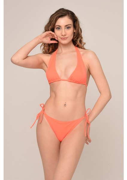 Aquaviva Kadın Turuncu Yanı Ipli Üçgen String Bikini Takımı