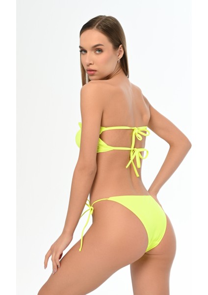 Aquaviva Kadın Neon Yeşil Luıza Straplez Sürgülü Brezılıan Fırfırlı Bikini Takımı modelleri