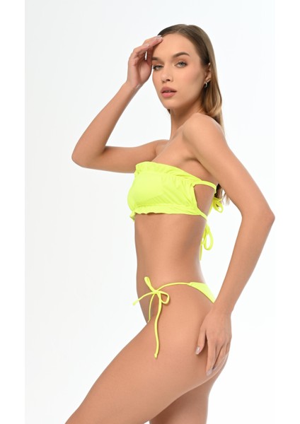 Aquaviva Kadın Neon Yeşil Luıza Straplez Sürgülü Brezılıan Fırfırlı Bikini Takımı fırsatları