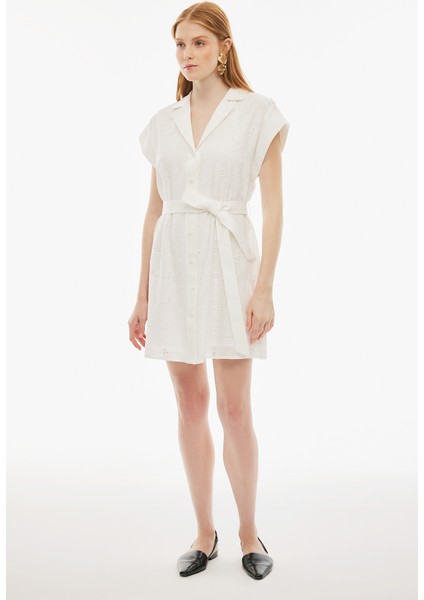 Emrick Regular Fit Kısa Boy Düşük Kollu Ceket Yaka Ekru Renk Elbise fiyatları