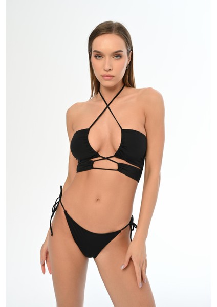 Aquaviva Kadın Siyah Çapraz Ipli Barbara Dekolte Bikini Takımı modelleri