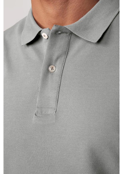 Erkek Slim Fit Dar Kesim %100 Pamuk Gri Polo Yaka Tişört modelleri
