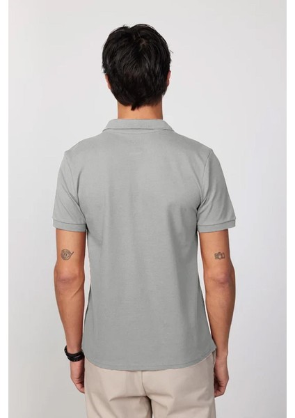 Erkek Slim Fit Dar Kesim %100 Pamuk Gri Polo Yaka Tişört indirimleri