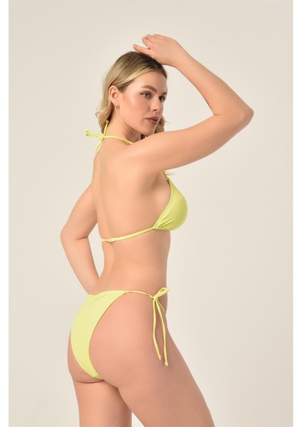 Aquaviva Kadın Neon Sarı Üçgen Slip Büzgülü Brazılıan Bikini Takımı fırsatları