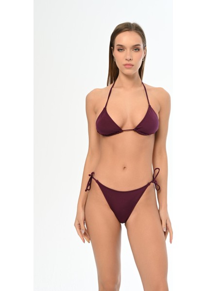Aquaviva Kadın Mürdüm Maria Üçgen Yanı Ipli Bikini Takımı