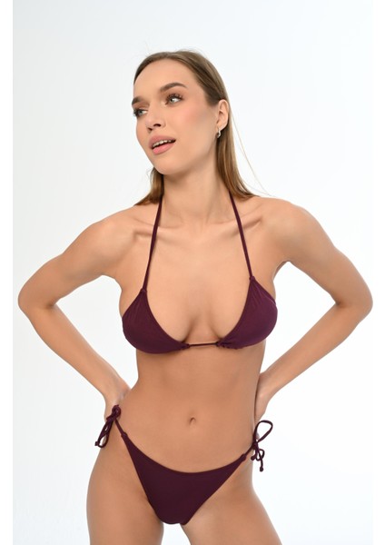 Aquaviva Kadın Mürdüm Maria Üçgen Yanı Ipli Bikini Takımı fiyatları