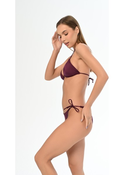 Aquaviva Kadın Mürdüm Maria Üçgen Yanı Ipli Bikini Takımı modelleri