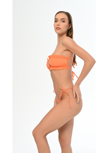 Aquaviva Kadın Turuncu Luıza Straplez Sürgülü Brezılıan Fırfırlı Bikini Takımı fiyatları
