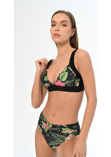 Aquaviva Kadın Siyah Menekşe Desen Ayar Askılı Marinella Bikini Takımı fiyatları