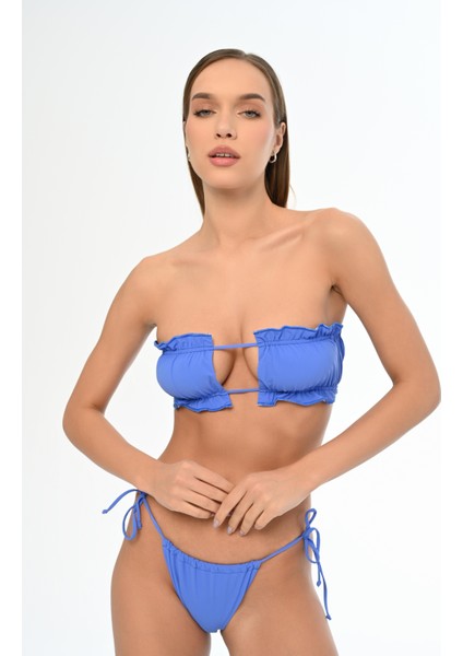 Aquaviva Kadın Mavi Luıza Straplez Sürgülü Brezılıan Fırfırlı Bikini Takımı fiyatları