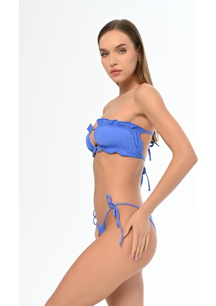 Aquaviva Kadın Mavi Luıza Straplez Sürgülü Brezılıan Fırfırlı Bikini Takımı modelleri