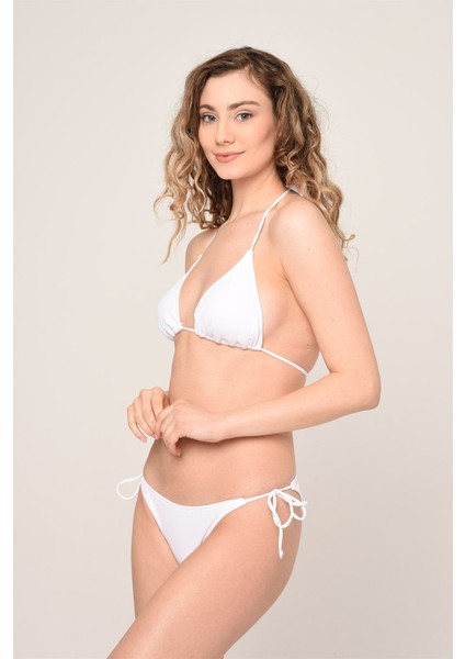 Aquaviva Kadın Beyaz Üçgen Yanı Ipli Boyundan Bağlı Bikini Takımı fiyatları