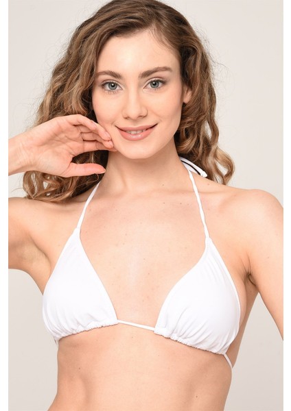 Aquaviva Kadın Beyaz Üçgen Yanı Ipli Boyundan Bağlı Bikini Takımı indirimleri