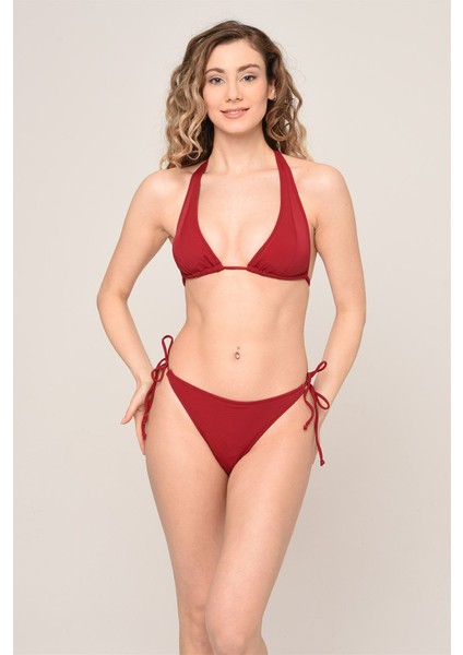 Aquaviva Kadın Bordo Yanı Ipli Üçgen String Bikini Takımı