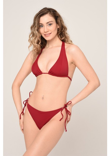 Aquaviva Kadın Bordo Yanı Ipli Üçgen String Bikini Takımı fiyatları