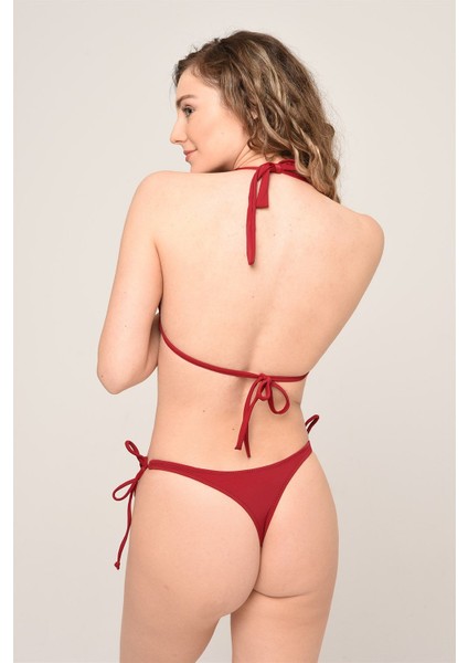 Aquaviva Kadın Bordo Yanı Ipli Üçgen String Bikini Takımı modelleri