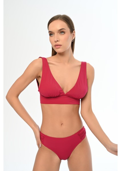 Aquaviva Kadın Vişne Sırt Bağcıklı Bralet Bikini Takımı