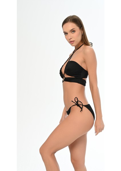 Aquaviva Kadın Siyah Fitilli Çapraz Ipli Barbara Dekolte Bikini Takımı modelleri