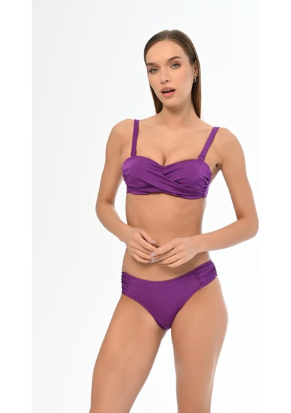 Aquaviva Kadın Koyu Mor Kalın Askılı Anna Straplez Bikini Takımı