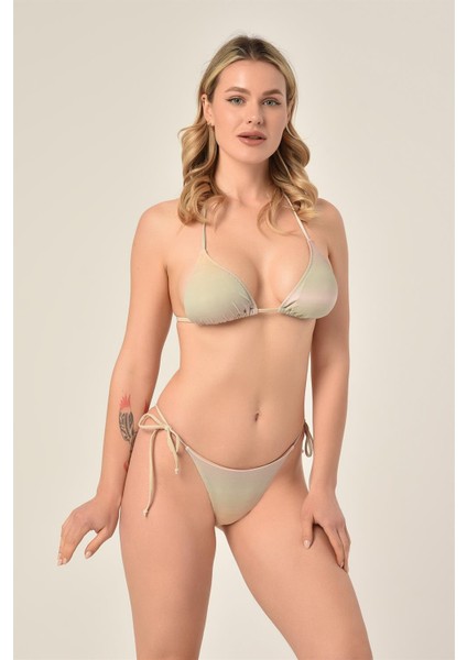 Aquaviva Kadın Taş Desen Üçgen Slip Büzgülü Brazılıan Bikini Takımı fiyatları