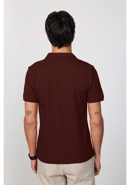 Erkek Regular Fit Klasik Kesim %100 Pamuk Düz Pike Bordo polo Yaka Tişört indirimleri