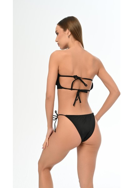 Aquaviva Kadın Siyah Luıza Straplez Sürgülü Brezılıan Fırfırlı Bikini Takımı fırsatları