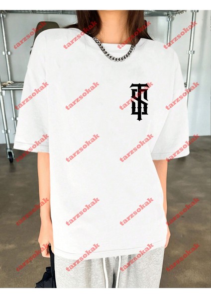 Lisanslı Amblem Baskılı Oversize Yıkamalı Tshirt Beyaz fırsatları