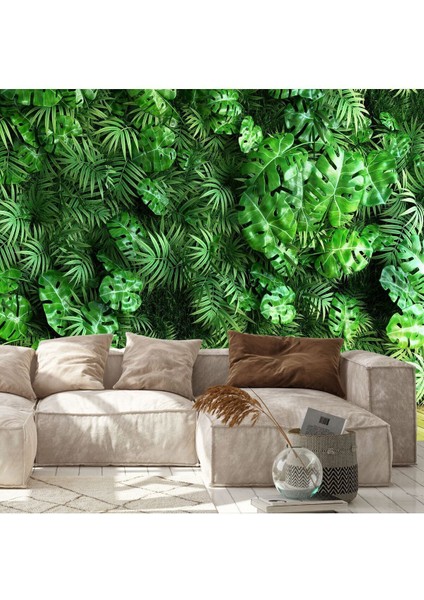 3 Boyutlu Duvar Kağıdı Tropikal Palmiye Yaprakları - Ev Dekorasyon Duvar Paneli En x Boy