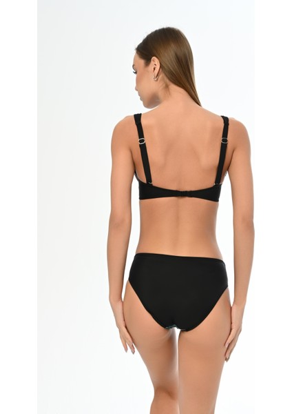 Aquaviva Kadın Siyah Yaprak Desen Ayar Askılı Marinella Bikini Takımı fırsatları