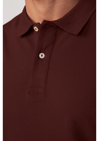 Erkek Regular Fit Klasik Kesim %100 Pamuk Düz Pike Bordo polo Yaka Tişört modelleri