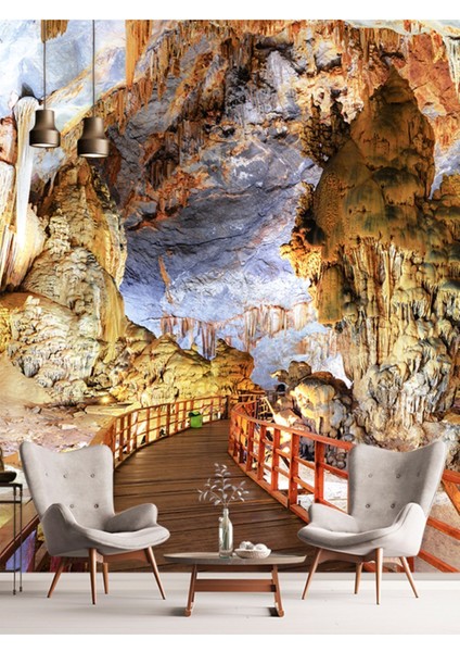 Cennet Mağarası Desenli Ses Yalıtımlı Sağlıklı Tekstil Duvar Kağıdı