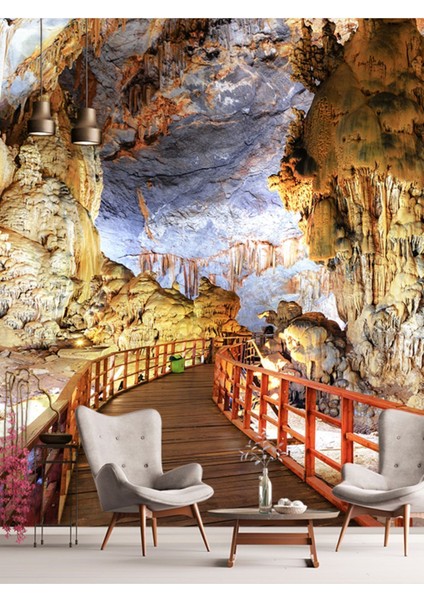 Cennet Mağarası Desenli Ses Yalıtımlı Sağlıklı Tekstil Duvar Kağıdı fiyatları