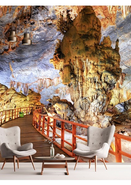 Cennet Mağarası Desenli Ses Yalıtımlı Sağlıklı Tekstil Duvar Kağıdı fırsatları