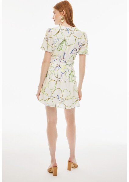 Marles Çiçek Desenli Sıfır Kol Çok Renkli Elbise fırsatları