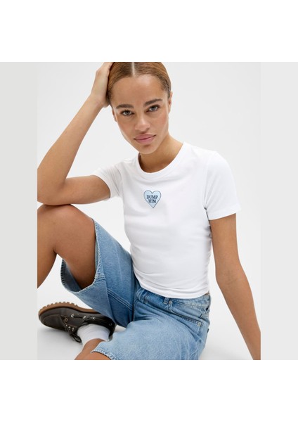 Kadin Bisiklet Yaka Baskili Tisört - Gigi