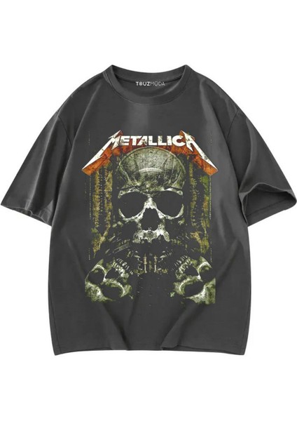 Tarzsokak Rock Serisi Metallica Skull Baskılı Unisex Oversize