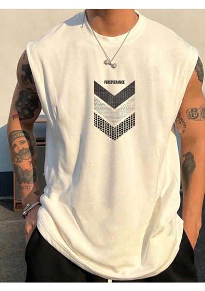 Tarzsokak Perseverance Baskılı Kolsuz Tshirt Erkek Sıfır Kol Giyim Spor Giyim Oversize