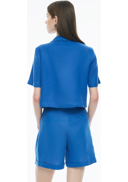Celans Regular Fit Crop Boy Takma Kol Saks Renk Kadın Ceket fırsatları
