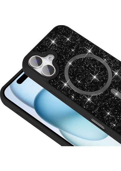 iPhone 16 Kılıf Pırlanta Tasarımlı M-Safe Şarj Özellikli Mozaik Silikon Kılıf modelleri