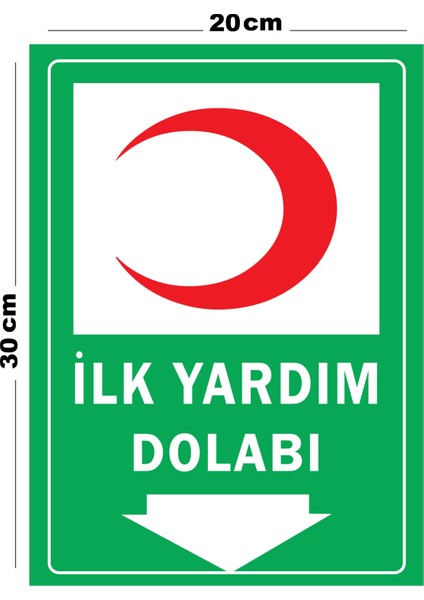 Metal Ilk Yardım Dolabı 20CM x 30CM A4 Büyüklüğünde Uyarı Levhası Yönlendirme Tabelası