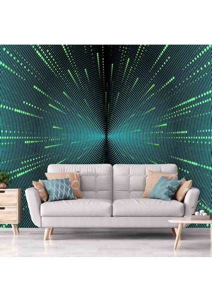 3 Boyutlu Çizgili Işık Ağı Desenli Isı ve Ses Yalıtımlı Sağlıklı Tekstil Duvar Kağıdı