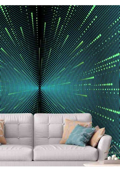 3 Boyutlu Çizgili Işık Ağı Desenli Isı ve Ses Yalıtımlı Sağlıklı Tekstil Duvar Kağıdı modelleri
