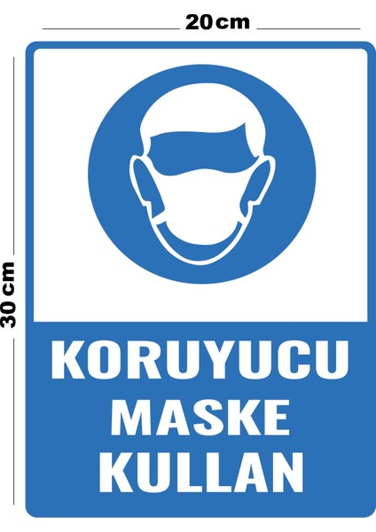 Metal Koruyucu Maske Kullan 20CM x 30CM A4 Büyüklüğünde Uyarı Levhası Yönlendirme Tabelası