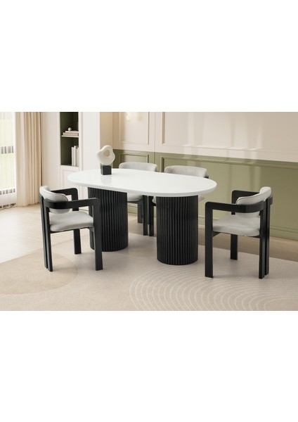 Azura Masa, Bera Sandalye, Kar Beyaz, 160 x 90