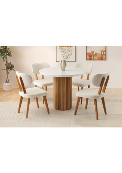 Eksen Açılır Masa, Sirius Sandalye, Kar Beyaz, 100 x 100