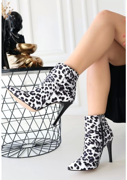 Blan Zebra Saten Topuklu Bot modelleri