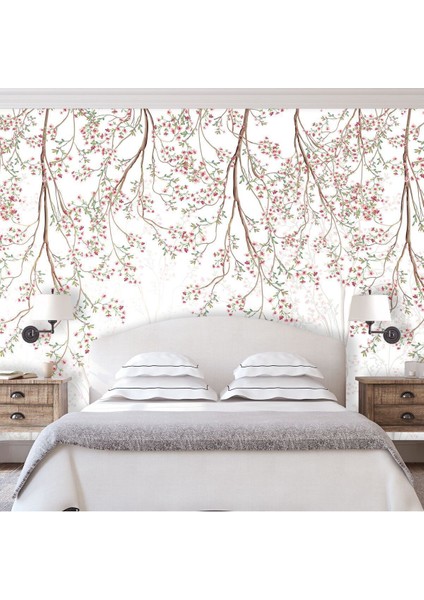 Doğal ve Zarif Çiçek Dalı Desenli Tek Parça Duvar Kaplaması -Çiçek Motifli Duvar Kağıdı fiyatları